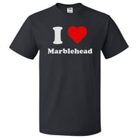 Тениска на сърдечна мраморна глава - Обичам подарък за тройник на Marblehead