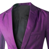 Дезенирани блейзър якета за мъже Просверие мъжки единичен бутон Сълтик цвят случаен бизнес костюм Топ лилав XL