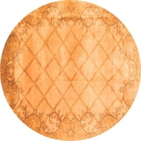 Ahgly Company Indoor Round Abstract Orange Contemporary Area Rugs, 3 'Round