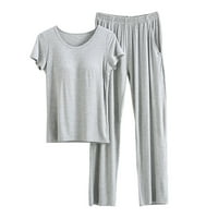 Пижама за жени с гърди сутиен бельо с къс ръкав тениска с най -добри панталони Лято тънко от домашно облекло Комплект Жени пижама комплект