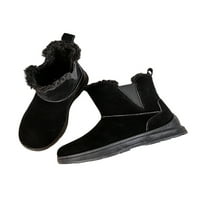 Lumento дамски топли обувки подхлъзване на снежни ботуши плюшени облицовани зимни обувки модни глезени ботуши студено време дебела подметка случайно черно 7,5