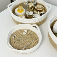 Kiskick Декоративно ръчно тъкана памучна кошница: Многофункционална кошница с голям капацитет за спалня с декоративна привлекателност
