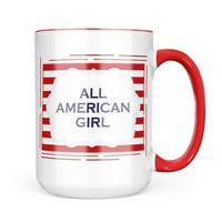 Коледна бисквитка калай всички американски момиче четвърти юли червени ивици халба подарък за любители на чай за кафе