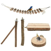 Дървен комплект за пръчици на птици, дървени птици костур комплект за стойка за птици