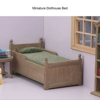 1: миниатюрни кукли Birch Bed Mini мебели Кукла къща Декорация аксесоари за подарък за деца [сиво]