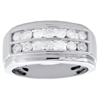 14k бяло злато кръгъл диамант двоен ред канал комплект сватбена лента пръстен ct