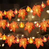 Хелоуин висящ орнамент, 20LED топъл цвят Хелоуин декорация Малка фенер, творчески нарязан кленов листен фенер струна, Хелоуин Слотни светлини Ваканционни светлини за външен декор