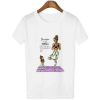 Kakina S Womens Graphic Tees Print T-Shirt Harajuku White Tshirt Mother Themed Tight Cute Tops за тийнейджъри лилаво, xxxl