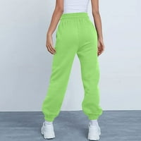 Зелена нова пролет и лято женски моден спорт солиден цвят джобни джобни панталони с джобни суитчъри панталони