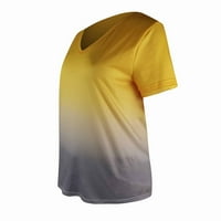 Moonker дамски върхове ризи за жени цвят къса ръкав блуза плюс размер тениска отгоре с v-образно деколте с жълто