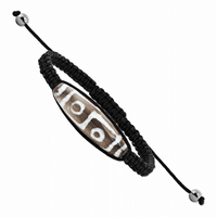 11x Тибет Очен ахат с хематитни мъниста черен шнур гривна