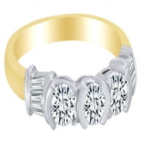 CT White Natural Diamond Anniversary Band Ring в 14K жълт златен пръстен с размер - 7