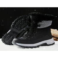 Мъже зимна обувка среден телешки топли обувки fau fur snow ботуши ходене студено време туризъм работа плюшена облицовка черно 8