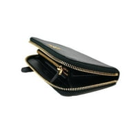 Prada женски черен Saffiano Cuir Full Zip Wallet 1ML157
