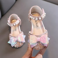 Performance Dance Shoes for Girls Childrens Shoes Pearl Rhinestones Bowknot Shining Kids Princess Shoes Baby Slides