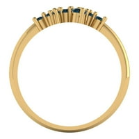 0. ct блестящ кръгъл крой естествен лондонски синьо топаз 18k жълто златна лента SZ 6.5