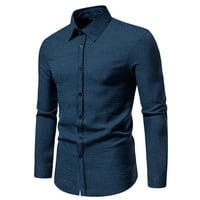 Daqian ризи с дълъг ръкав за мъже мъже небрежен бутон с дълъг ръкав спускаща яка върхове блузна риза ризи за мъже големи и високи сини 6