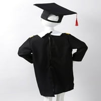 Деца Момчета момичета Абитуриентска рокля с чаша на шапка на пискюла униформа Детска градина Облекло в основното училище костюм жълт 4-5