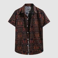 Мъжки небрежен бутон надолу по хавайски ризи свалете бохемска яка риза за ежедневни ръкави риза за печат къси ризи