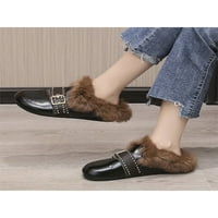 Tenmi Women's Winter Comfort размити чехли уютно приплъзване на пухкави слайдове жени модни затворени обувки за къщи за къщи