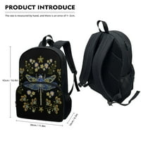 Xoenoiee Dragonfly Flower Print School Backpack за деца тийнейджърки момичета ученик голям капацитет рамо чанта ежедневно детски първични раници