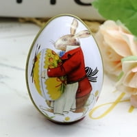 Великденски зайче декоративни цветни яйца тенекионна кутия, екзикузит винтидж боя
