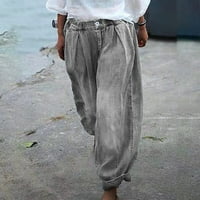 Клирънс деним с джобове модни дамски ежедневни плътни цветове Разхлабени панталони направо широки панталони за крака панталони сиви 3xl