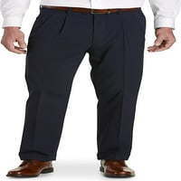 Gold Series от DXL Men's Big & Tall Perfect Fit Relaist-Relaxer Hemmed Плисиен костюм панталони, флот, 58W 30L