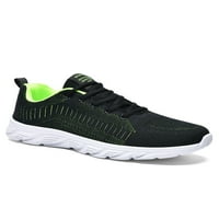 Daeful мъжки ежедневни обувки дантела маратонки за дишащи апартаменти Ниски горни плоски ходещи обувки на открито тренировки Черно зелено 8.5
