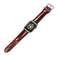 Apple Watch каишка - крокодилско зърново часовник - Havana - FITS Series & Apple Watch [Silver Adapters]