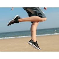 Рокоми мъжки водни обувки Бързи сухи маратонки Издълбайте плажни обувки Мъжки анти-плъзгане дишаща ежедневна маратонка Комфорт мека подметка плоски черни 7,5