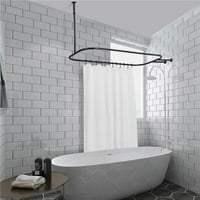 инча алуминиев душ пръчка с обръч с тавана за вана за нокти, черно