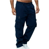 Мъжки товарни панталони с джобове солидни ежедневни джоги суитчъри на открито направо фитнес отпуснати панталони