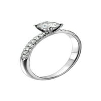 -F срещу Moissanite годежен пръстен с диаманти Prongs Classic 14k Gold