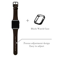 Истинска кожена лента iwatch за iwatch серия кафе черно