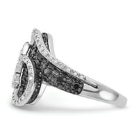 CTW черно -бял диамантен вихър пръстен в стерлингово сребро размер 8
