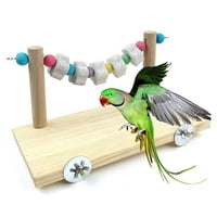 Fogcroll Pet Bird Parrot Wood Stand Platform Моларен минерален каменна клетка монтирана играчка за дъвчене
