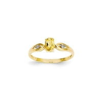 14k жълто злато истински диамантен и цитринов пръстен