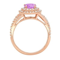 1. CT Brilliant Round Cut Clear Simulated Diamond 18K Rose Gold Halo Solitaire с акценти пръстен SZ 5