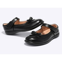Welliumy Girl School Shoes Bow Flats Comfort Mary Jane Performance обувки Party Lightweight Princess Black 11c