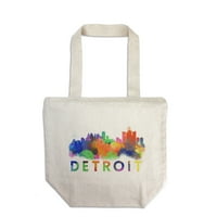Детройт, Мичиган, Skyline Abstract, Blues, Greens and Oranges