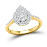 14k жълто злато кръгло диамантен пръстен за сълзи cttw