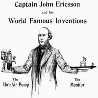 Джон Ериксон. NSWEDISH Инженер и изобретател. Ericsson с две от неговите творения, помпата с горещ въздух и