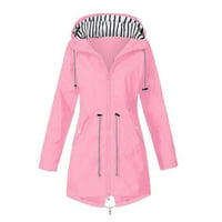 Dianli Fashion Womens Zip Up Rain Jacket Outdoor Hood с качулка Дресъчен дъждобран вятърно палто с джобен дълъг ръкав, якета за жени солидно палто на клирънс