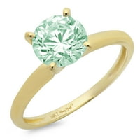 1,5ct кръгло отрязано зелено симулиран диамант 14k жълто злато годишнина годежен пръстен размер 10