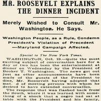 Теодор Рузвелт n. 26 -и президент на Съединените щати. Статия от Ню Йорк „Таймс“ на Fallout от Roosevelt's