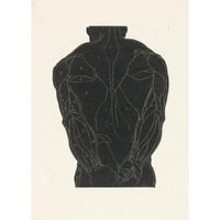 Reijer Stolk Black Modern Framed Museum Art Print, озаглавен - Анатомично изследване на задните мускули на човек в силует