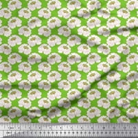 Soimoi Green Velvet Fabric Peony Floral Print Fabric край двора