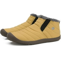 Unise Pedal Boot Comfort Топли обувки Плюшени облицовани снежни ботуши Женски мъжки небрежни ботуши на глезена приплъзване на зимна обувка жълто 7.5
