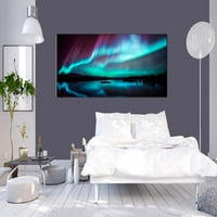 Tiptophomedecor опънато платно Пейзажно изкуство - Северно сияние - опъната и рамкирана, готова за окачване на изкуството